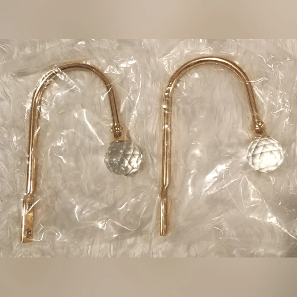 NEW Set of 2 Metal Curtain Holdbacks with Clear Crystal Ball ♡